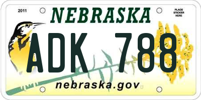 NE license plate ADK788