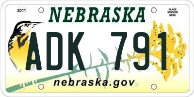 NE license plate ADK791