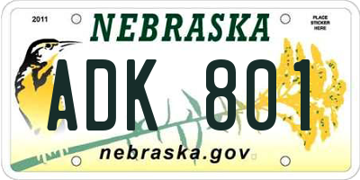 NE license plate ADK801