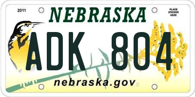 NE license plate ADK804