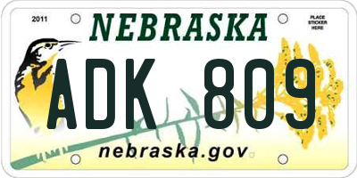 NE license plate ADK809