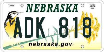 NE license plate ADK818