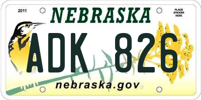NE license plate ADK826