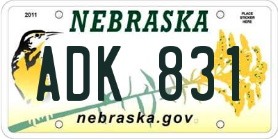 NE license plate ADK831