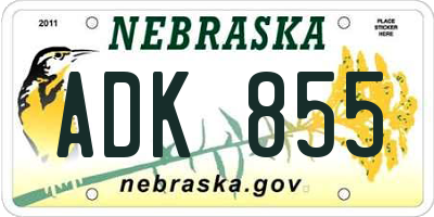 NE license plate ADK855