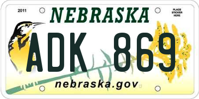 NE license plate ADK869