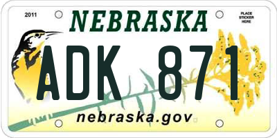 NE license plate ADK871