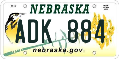 NE license plate ADK884