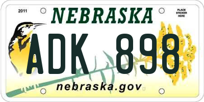 NE license plate ADK898