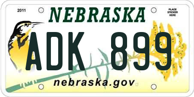 NE license plate ADK899