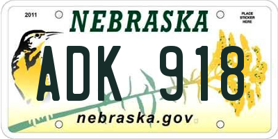 NE license plate ADK918