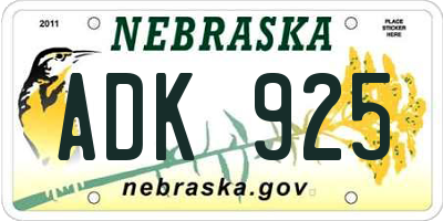 NE license plate ADK925