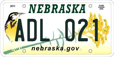 NE license plate ADL021