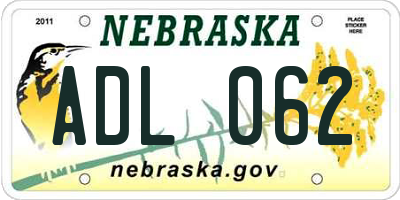 NE license plate ADL062
