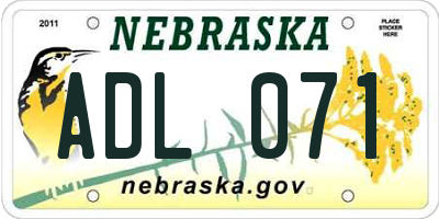 NE license plate ADL071
