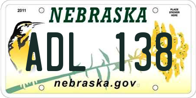NE license plate ADL138