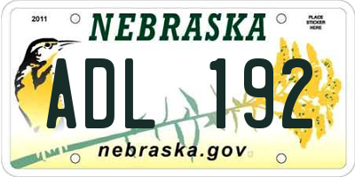 NE license plate ADL192
