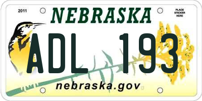 NE license plate ADL193