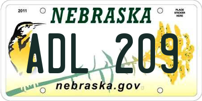 NE license plate ADL209