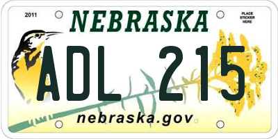 NE license plate ADL215