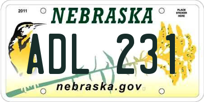 NE license plate ADL231