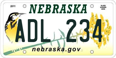 NE license plate ADL234