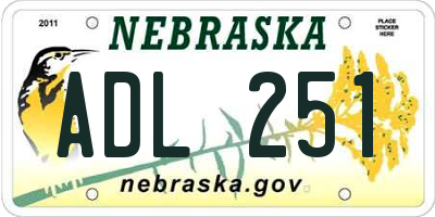 NE license plate ADL251