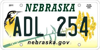 NE license plate ADL254