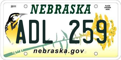 NE license plate ADL259
