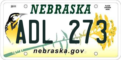 NE license plate ADL273