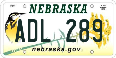 NE license plate ADL289