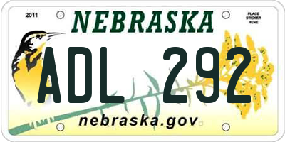 NE license plate ADL292
