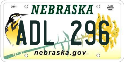 NE license plate ADL296