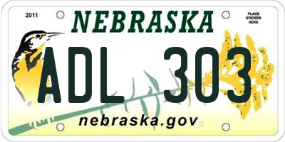 NE license plate ADL303