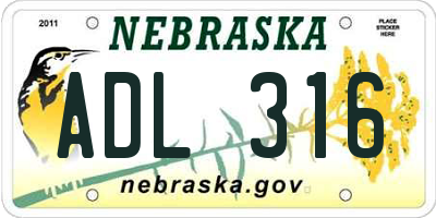 NE license plate ADL316