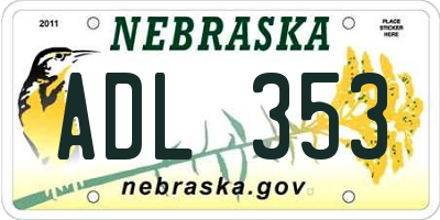 NE license plate ADL353