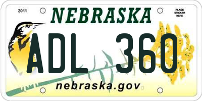 NE license plate ADL360