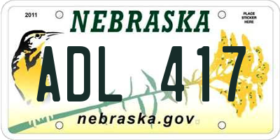 NE license plate ADL417