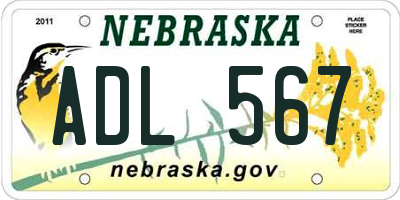 NE license plate ADL567