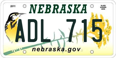 NE license plate ADL715