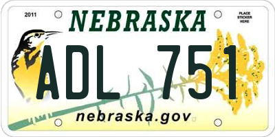 NE license plate ADL751