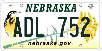 NE license plate ADL752