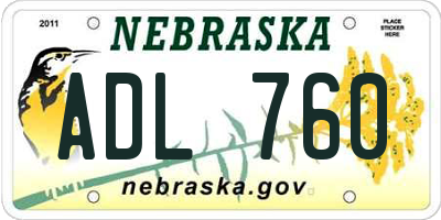 NE license plate ADL760