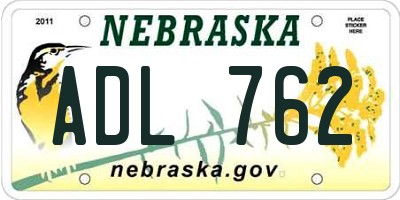 NE license plate ADL762
