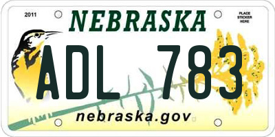 NE license plate ADL783
