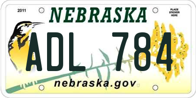 NE license plate ADL784