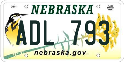 NE license plate ADL793