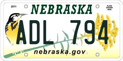 NE license plate ADL794