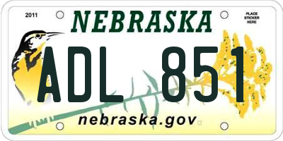 NE license plate ADL851