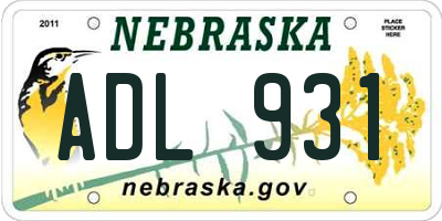 NE license plate ADL931